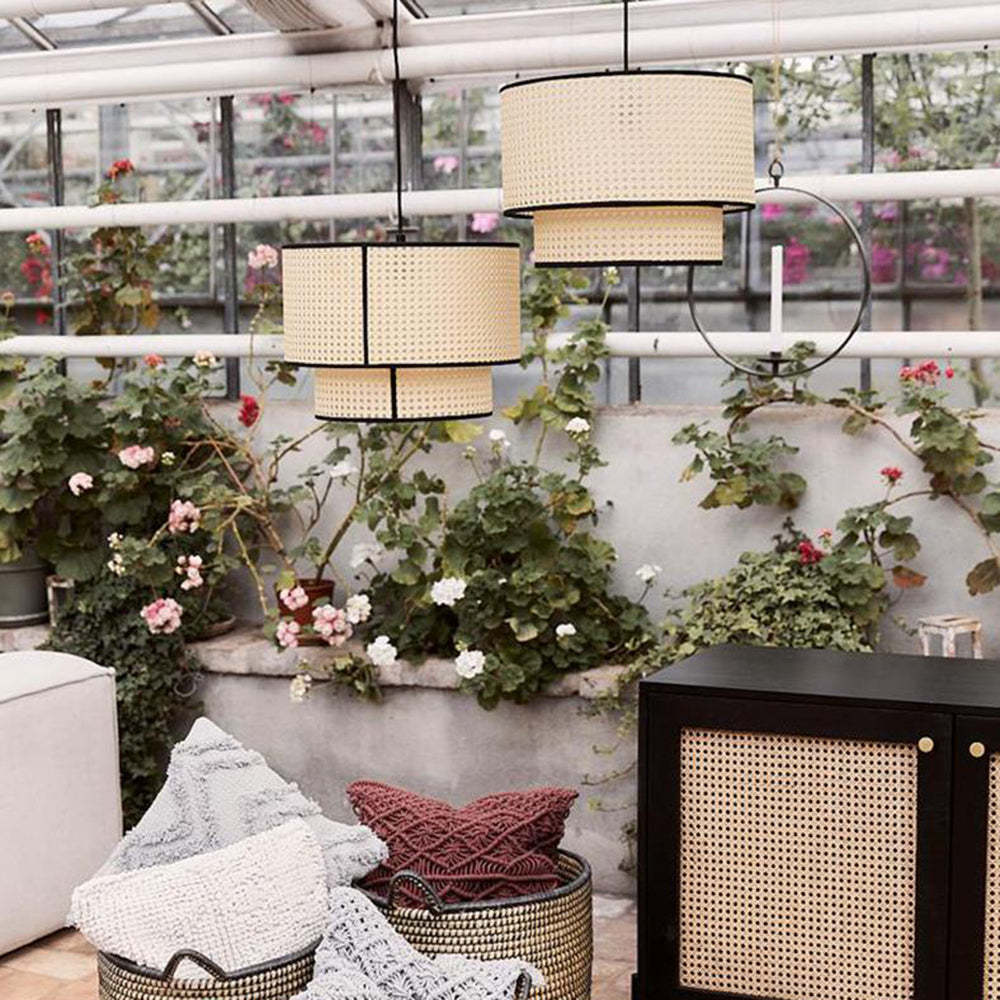 Ritta Japanese Rattan Pendant Light, cozy living room