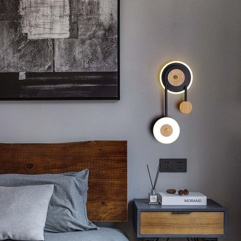 Nielsen Wood Wall Sconce in bedroom setting