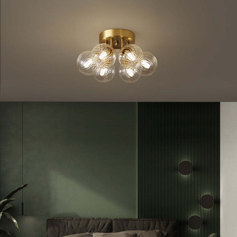 Brass & Glass Bubble Ceiling Light | Modern Bedroom Lighting