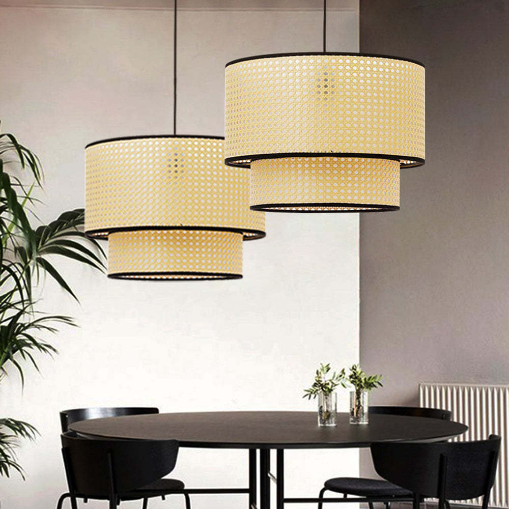Ritta Japanese Rattan Pendant Lights in dining room