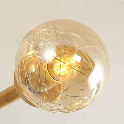 Ozawa glass bubble pendant light, close-up. Ozawa Minimalist Bubble Wood/Glass Pendant Light