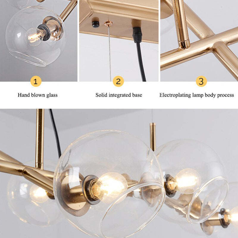 Glass globe pendant light details: hand blown glass & electroplating. Valentina Modern Glass Globe Bubble Pendant Light Living Room