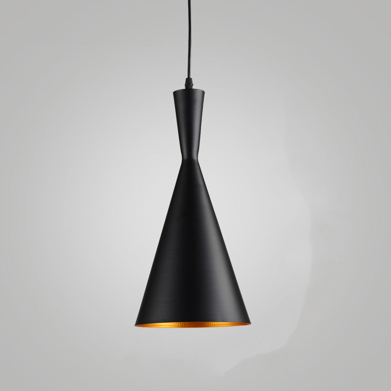 Black metal cone pendant light for bedroom