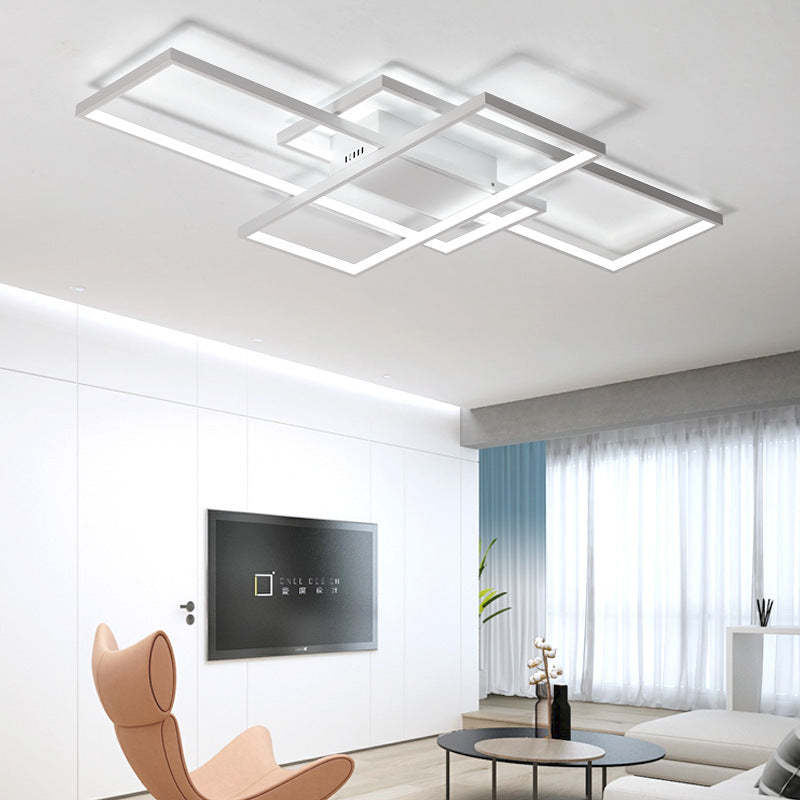 Modern rectangular ceiling light in white, Bouvet style