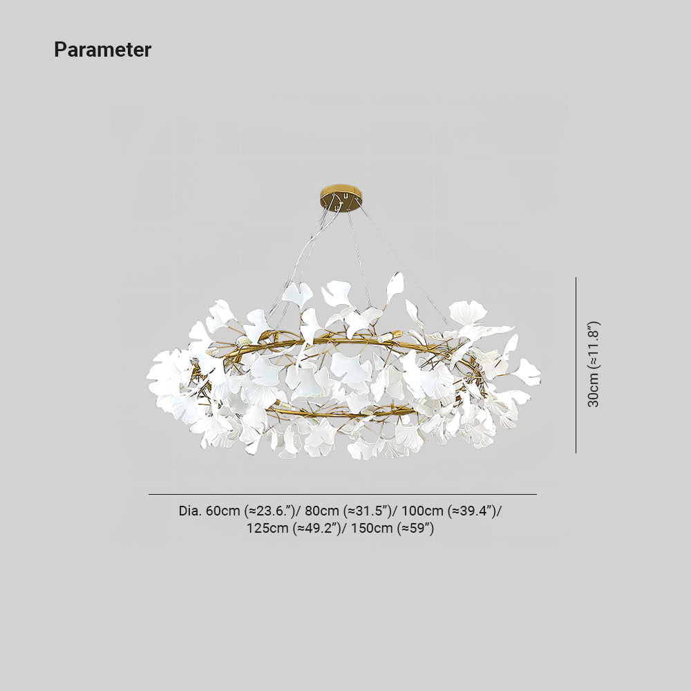 Olivia Chandelier dimensions, Leaf design chandelier