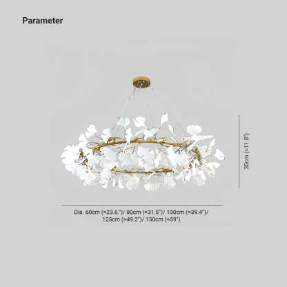 Olivia Chandelier dimensions, Leaf design chandelier