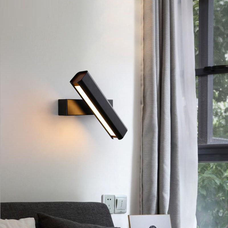 Aqsa Black Rotatable Wall Lamp in Living Room