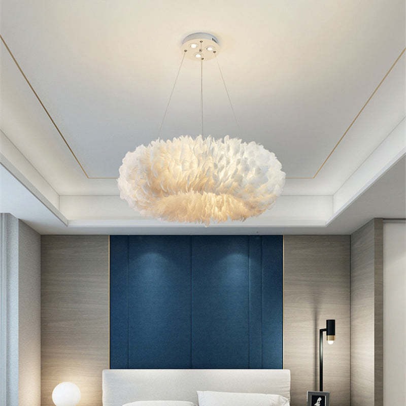 O'Moore Feather Pendant Light in Bedroom, Modern Interior Lighting