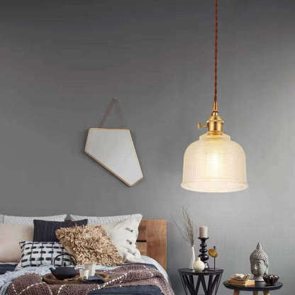 Glass Art Deco Pendant Light in Bedroom