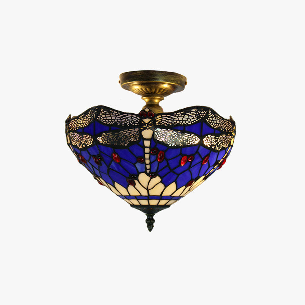 Eryn Vintage Flush Mount Ceiling Light Blue Dragonfly Living Room