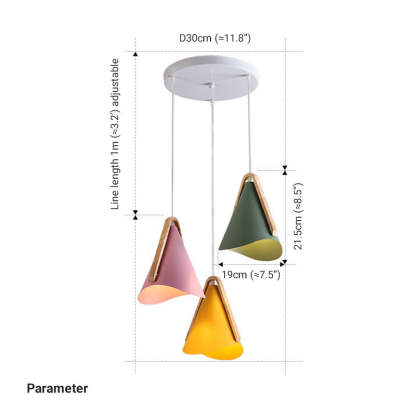 Morandi pendant light dimensions: height, diameter, cord length.