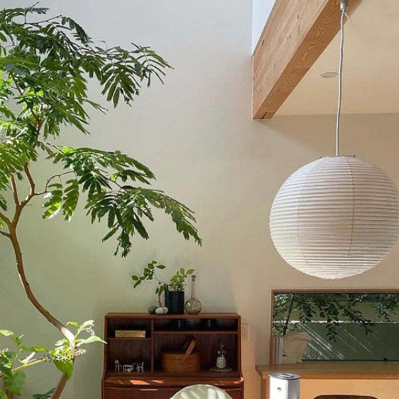 Minimalism Spherical Paper Metal Pendant Light Bedroom | Las Sola
