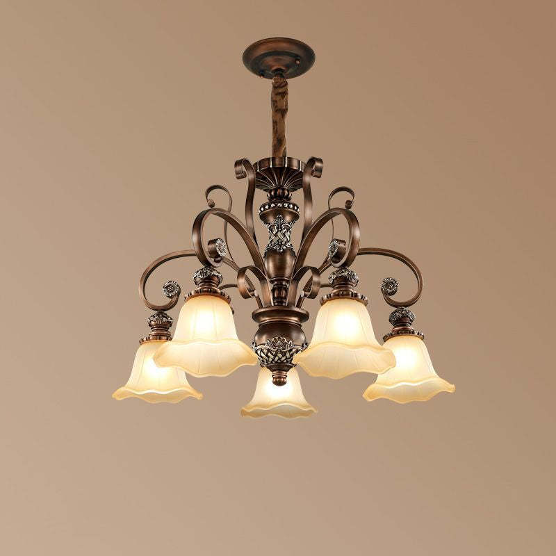 Lily Retro Flower Pendant Light, 5-Head Chandelier