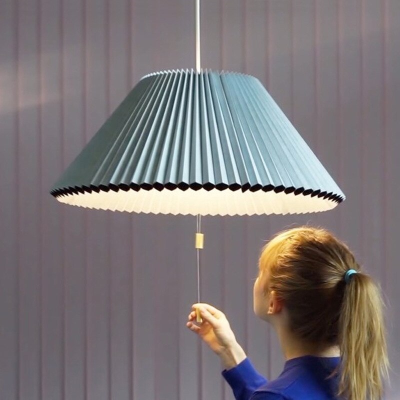 Adjustable pleated pendant light by Las Sola Morandi Modern Adjustable Pleated Pendant Light