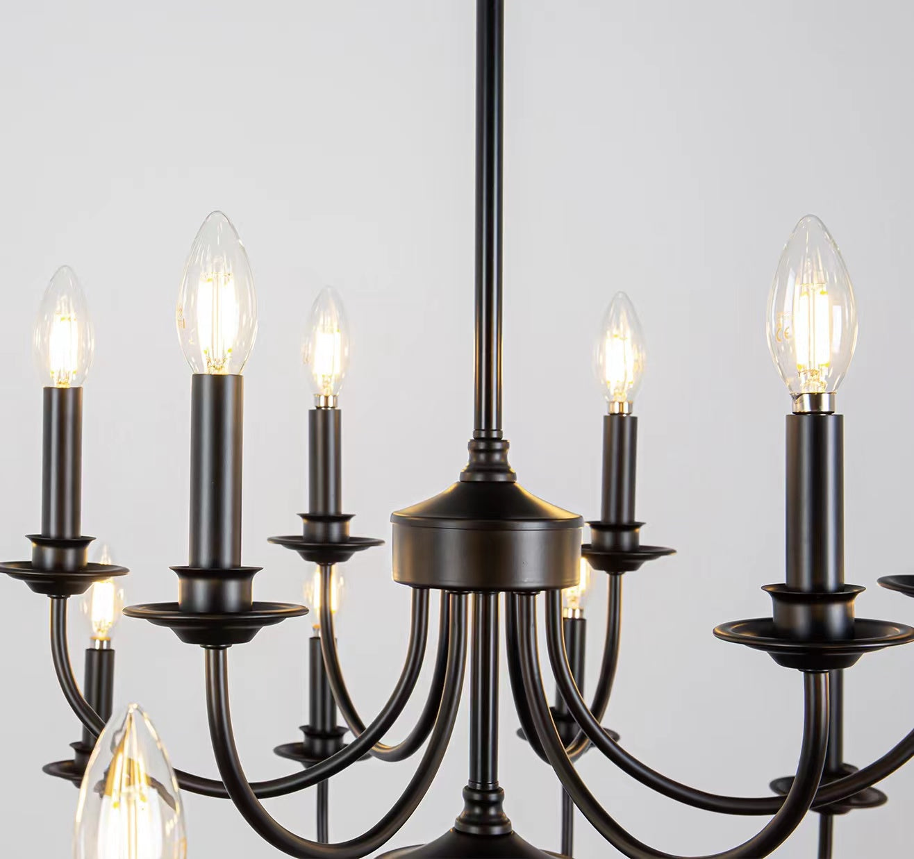 Black Silva Chandelier detail with LED candle lights