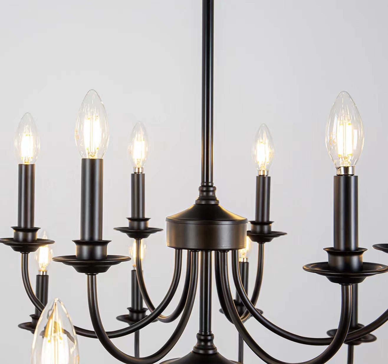 Black Silva Chandelier detail with LED candle lights
