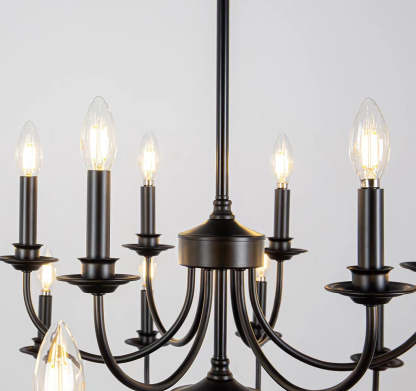 Black Silva Chandelier detail with LED candle lights