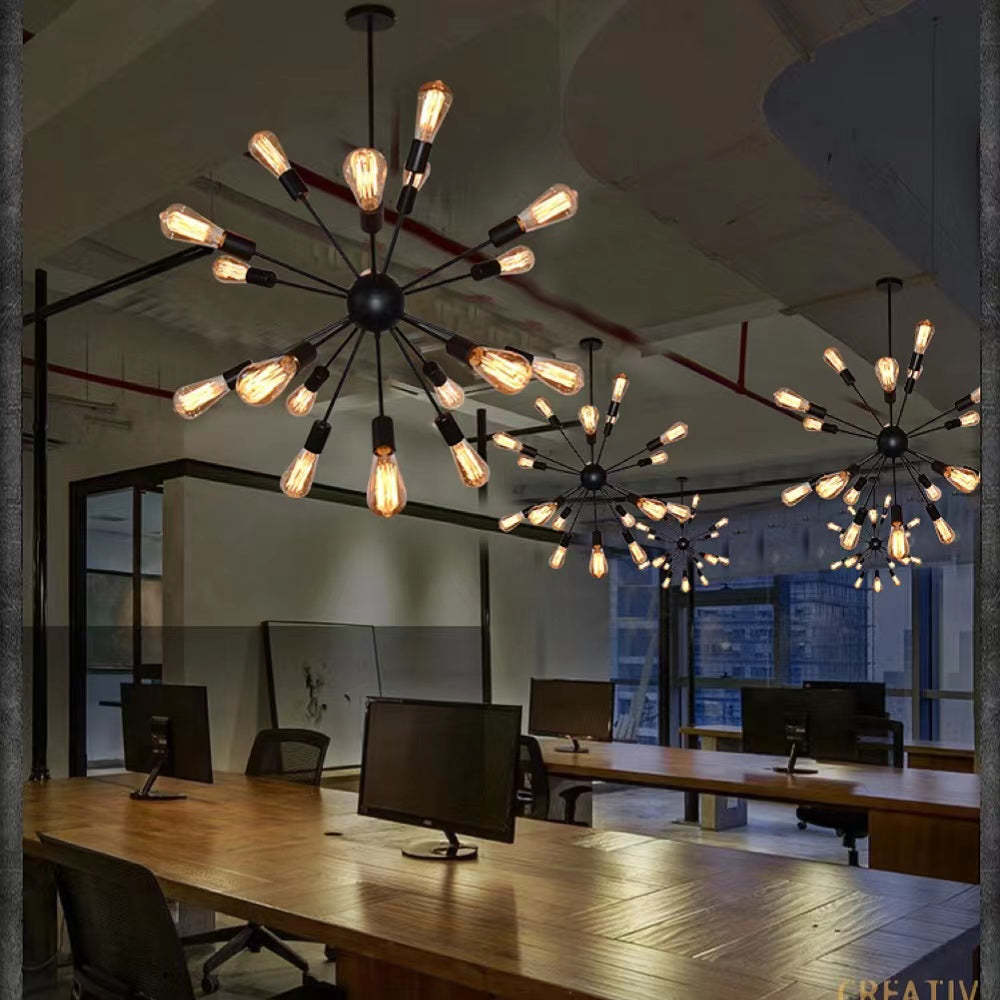 Industrial Chandelier Alessio - Black Metal Sputnik Light