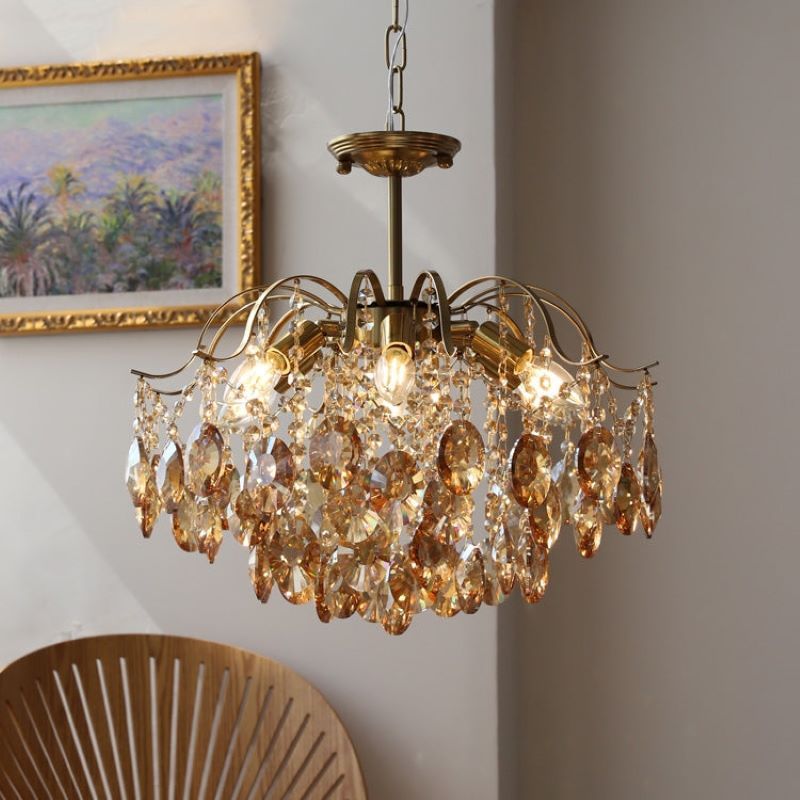 Retro Crystal Chandelier in Living Room