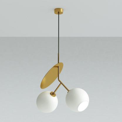 White Valentina pendant light with gold leaf accent. Modern lighting.