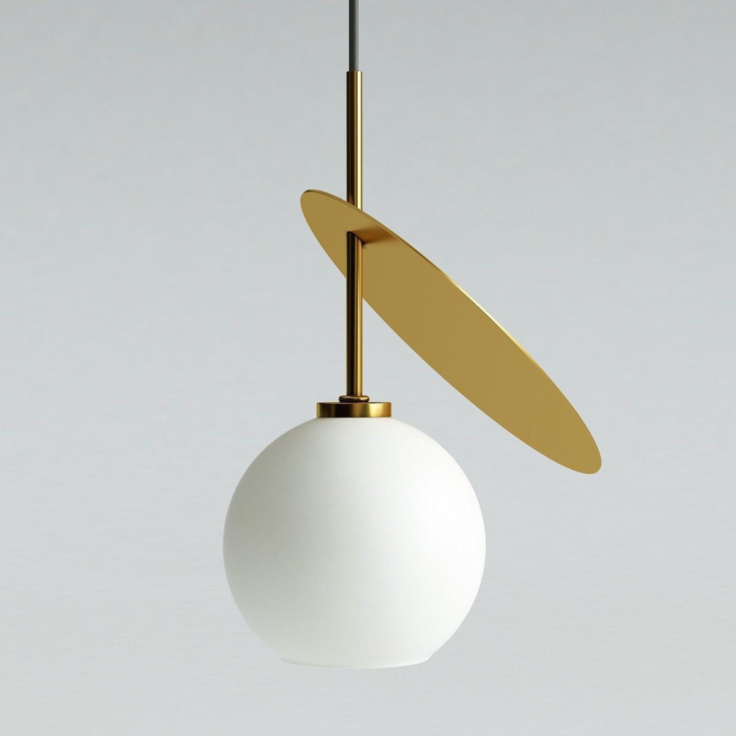 White Valentina pendant light with gold accent, Las Sola.