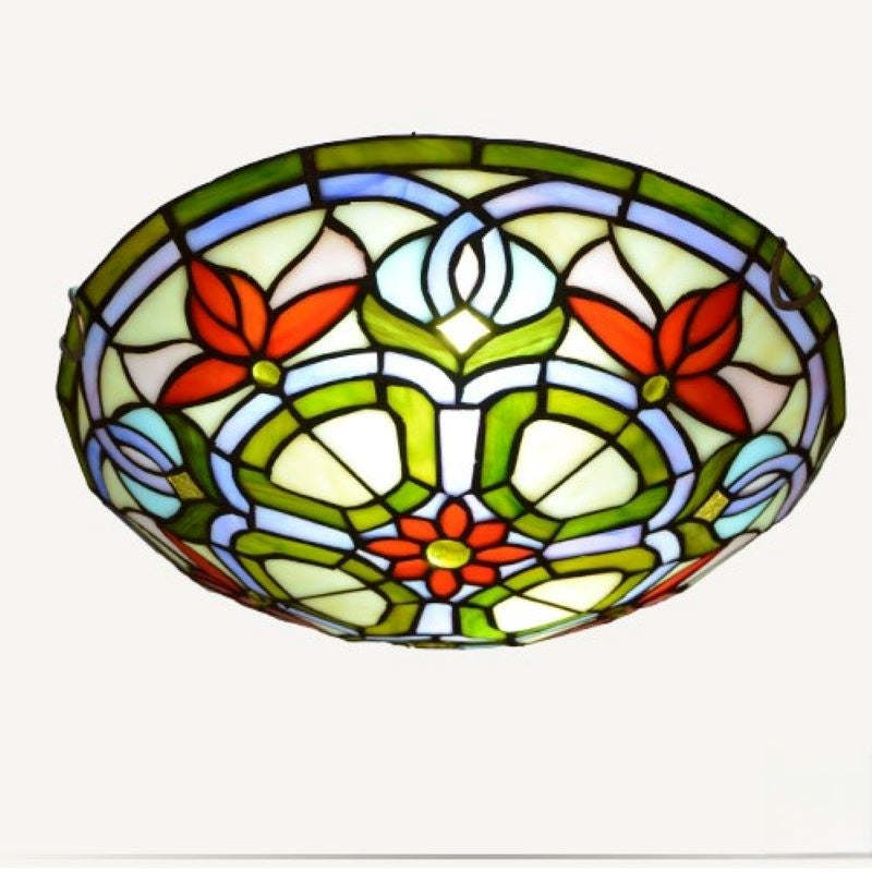 Eryn Retro stained glass ceiling light, floral design