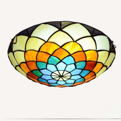 Eryn Retro Stained Glass Flush Mount Ceiling Light - Colorful Design