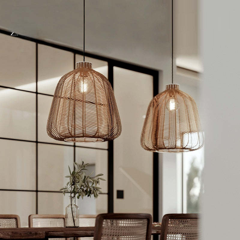 Muto Rattan Pendant Lights over Dining Table
