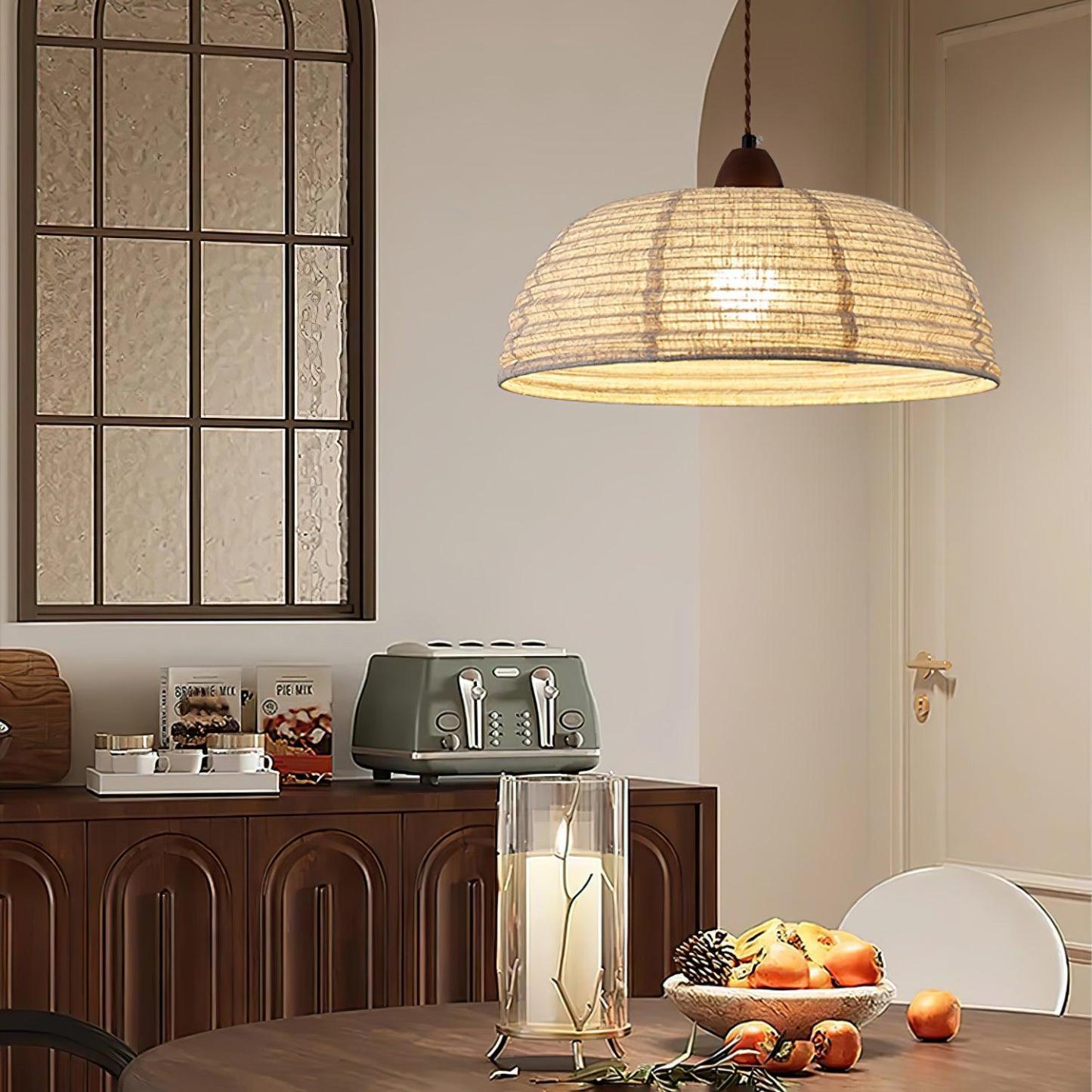 Ritta Retro Pendant Light illuminating dining room