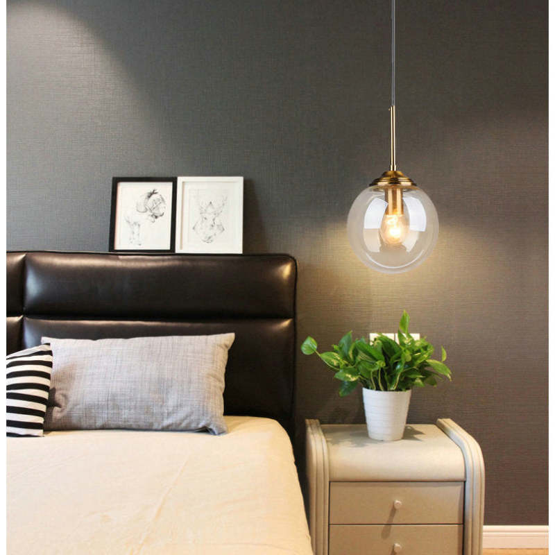 Valentina glass pendant light in bedroom setting