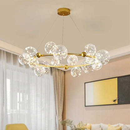 Valentina Art Deco Globe Metal Glass Chandelier