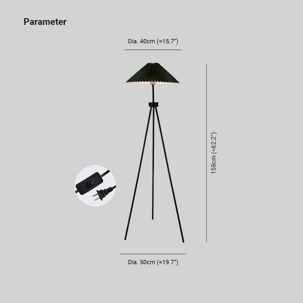 Ozawa Modern Pleated Tripod Floor Lamp - Dimensions