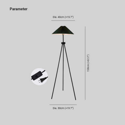 Ozawa Modern Pleated Tripod Floor Lamp - Dimensions
