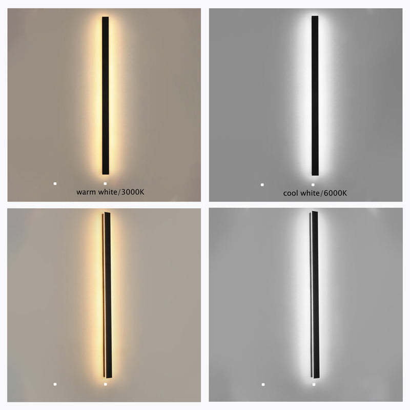 LED Outdoor Wall Lamp: Warm & Cool White Light Edge Ripple Minimalist Linear LED Outdoor Wall Lamp Metal Garden Corridor Balcony