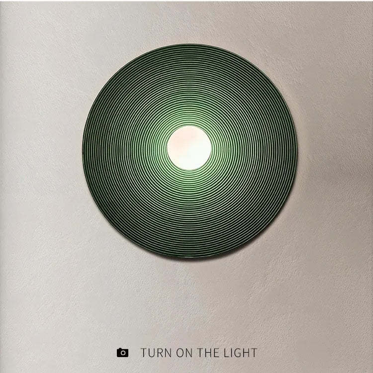 Elif Modern Round Wall Lamp - Green color, Turn On The Light