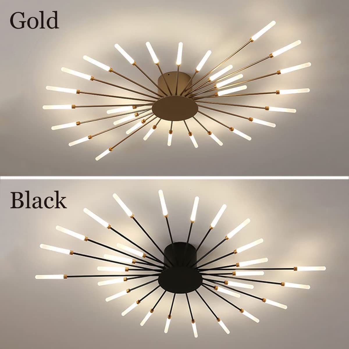 Lowry Fireworks Ceiling Light, gold and black options