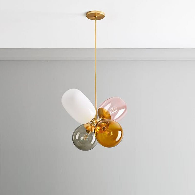 Colorful glass bulb pendant light for Las Sola home lighting.