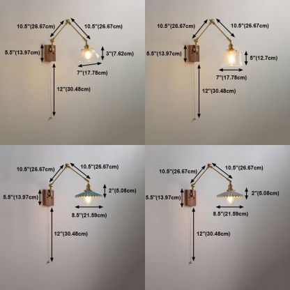 Ozawa Wall Lamp Dimensions: Folding Metal Adjustable Lighting