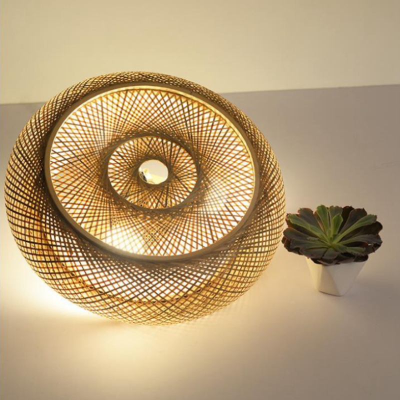 Muto Rattan LED Ceiling Light with Succulent