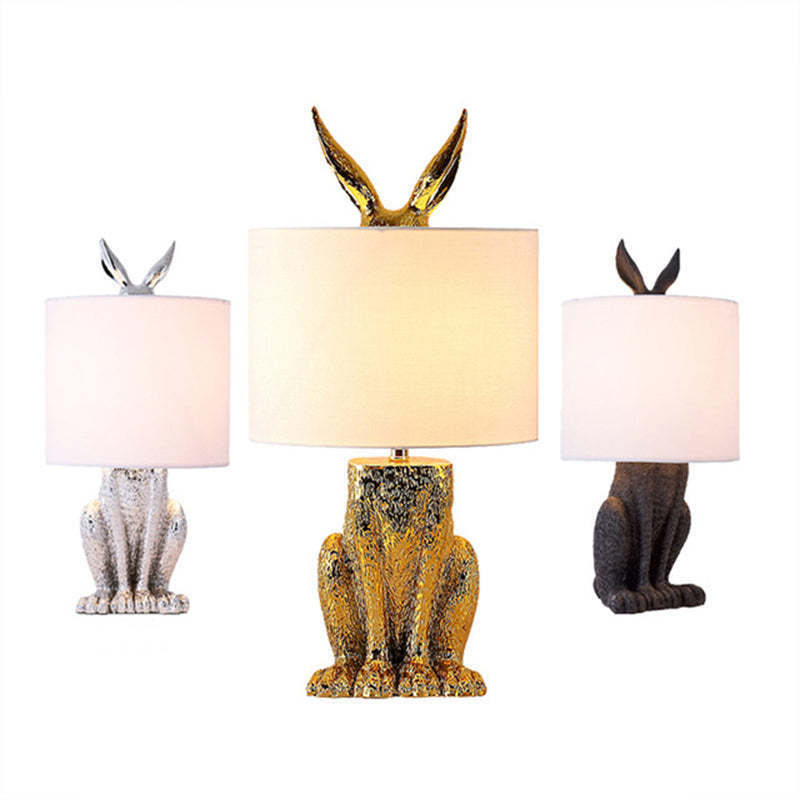 Las Sola Alice Rabbit Table Lamps: Silver, Gold, Black Resin