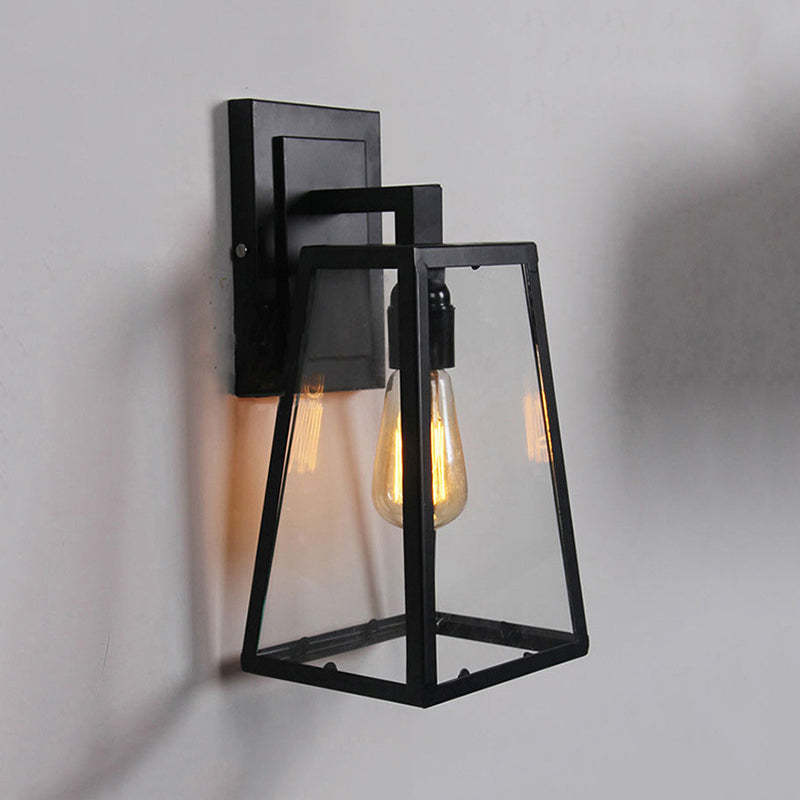 Alessio retro industrial wall lamp in metal and glass.