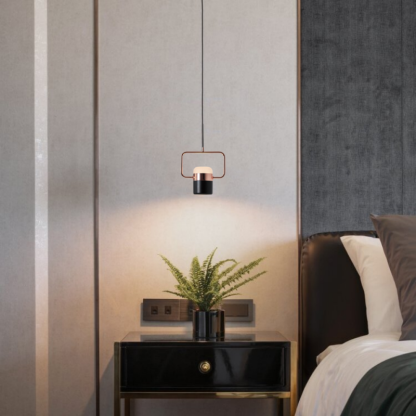 Cooley pendant light in a modern bedroom setting.