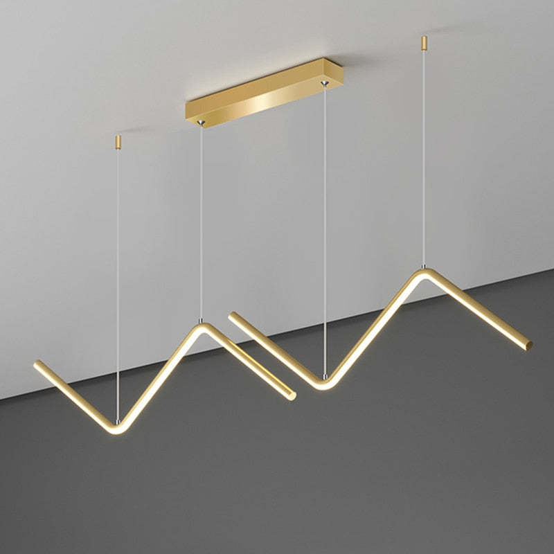 Gold Louise Pendant Light: Modern Wavy LED Linear Fixture