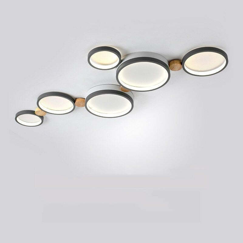 Modern Sienna ceiling light fixture, metal and wood detail