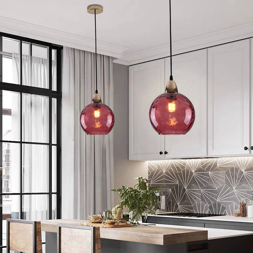 Red glass pendant lights for kitchen island