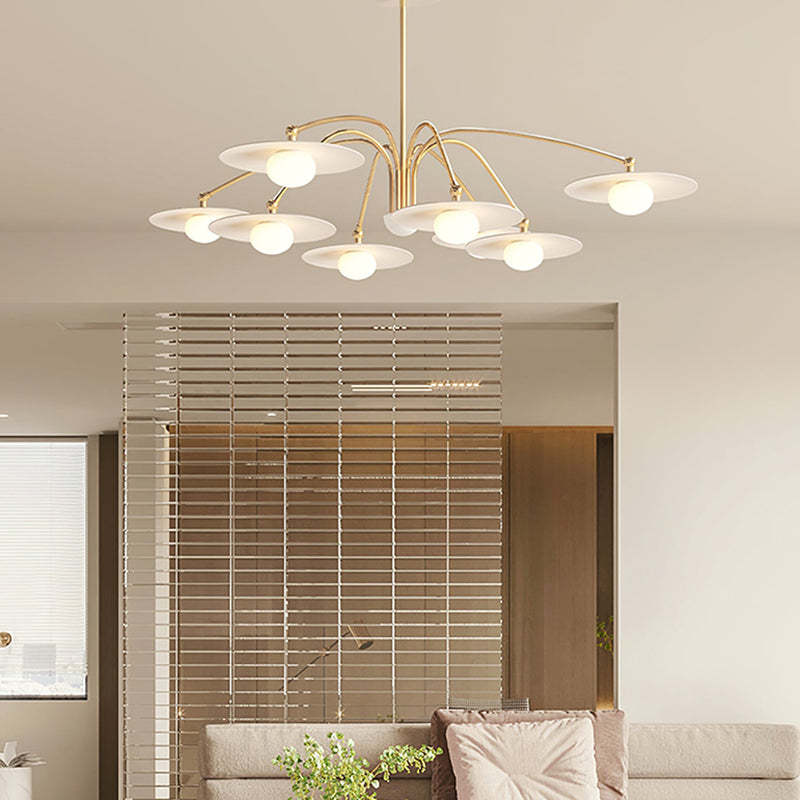 Cairns pendant light with metal and glass in living room.