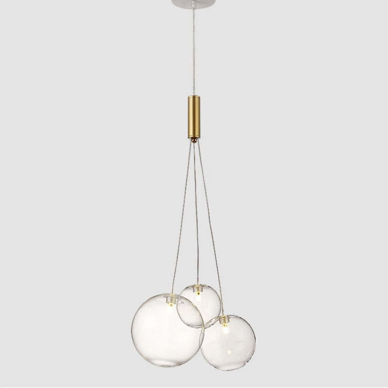 Valentina pendant light with clear glass globes