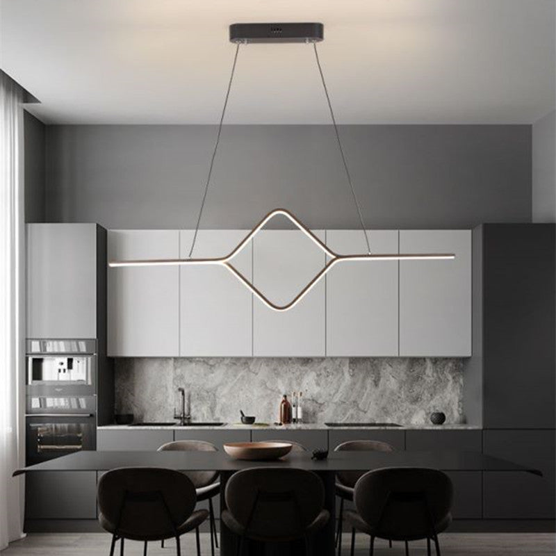 Linear square pendant light in modern kitchen