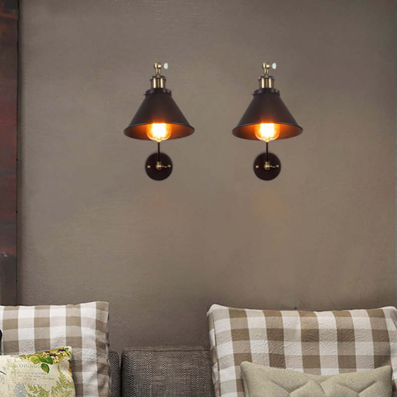 Black and Gold Retro Wall Lamps with Swing Arms