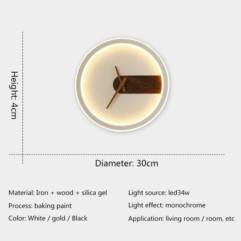 Nielsen Modern Clock Design Wall Lamp - Dimensions & Specs